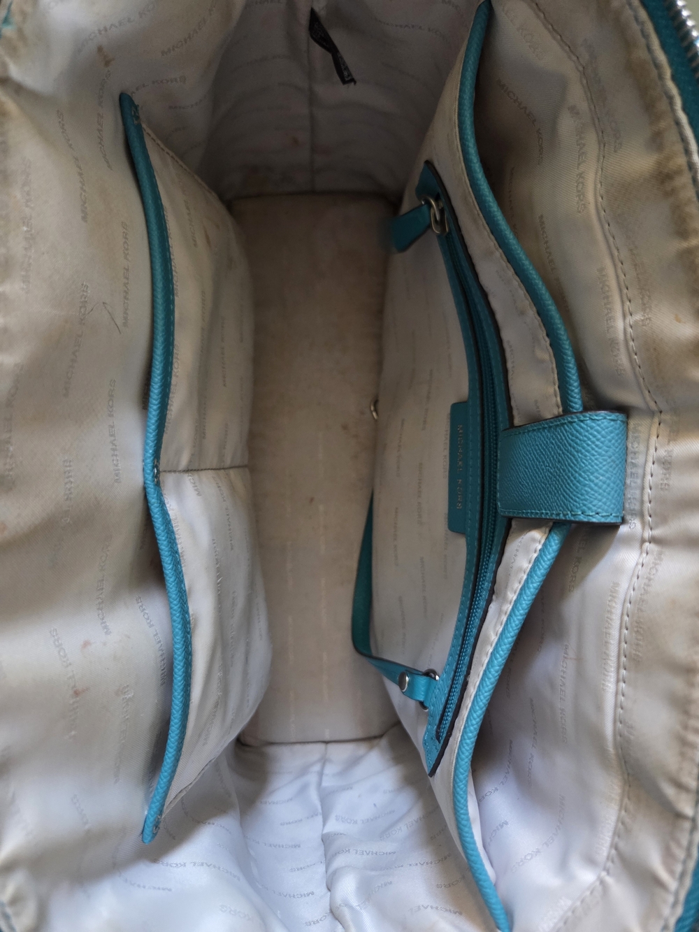 Michael Kors Turquoise Saffiano Leather Tote with Gold Hardware - Picture 3 of 4